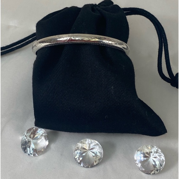 925 STERLING SILVER VINTAGE etched bangle bracelet - Picture 2 of 11